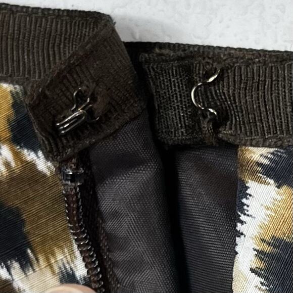 Talbots Vintage Skirt Leopard Print Black Brown Silk Linen Blend Sz 8 Mobwife - Picture 5 of 14